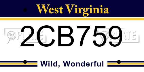 2CB759 West Virginia License Plate