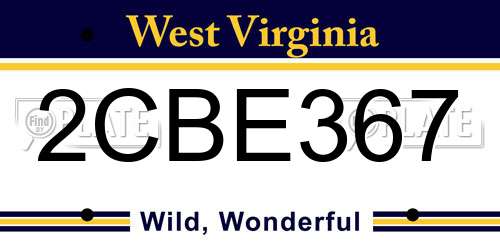 2CBE367 West Virginia License Plate