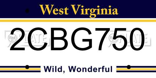 2CBG750 West Virginia License Plate