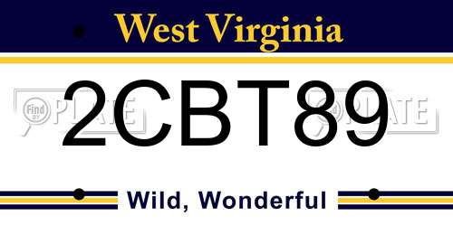 2CBT89 West Virginia License Plate