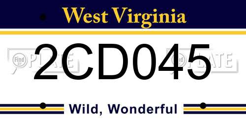 2CD045 West Virginia License Plate