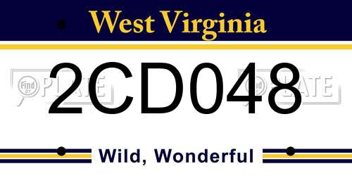 2CD048 West Virginia License Plate