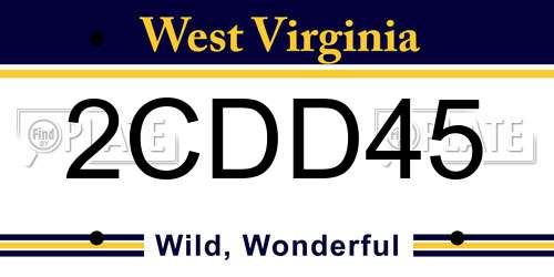 2CDD45 West Virginia License Plate