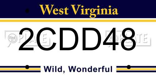 2CDD48 West Virginia License Plate