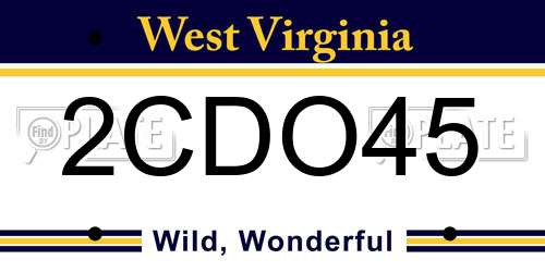 2CDO45 West Virginia License Plate