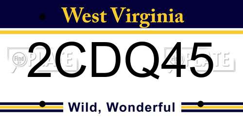 2CDQ45 West Virginia License Plate