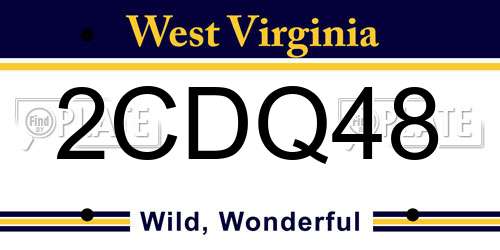 2CDQ48 West Virginia License Plate