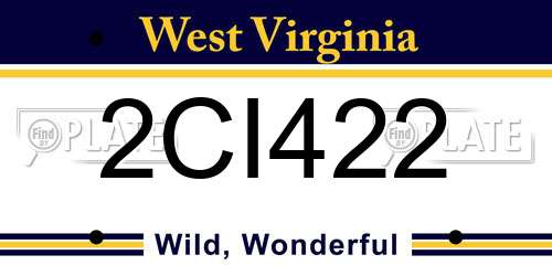 2CI422 West Virginia License Plate