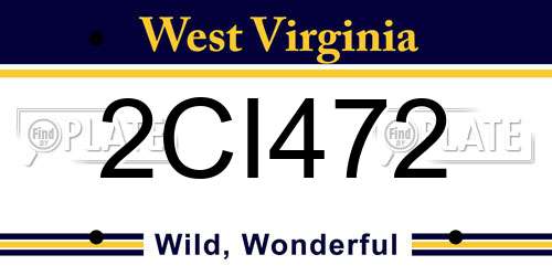 2CI472 West Virginia License Plate