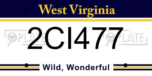 2CI477 West Virginia License Plate