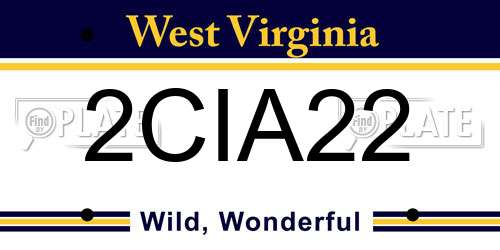 2CIA22 West Virginia License Plate