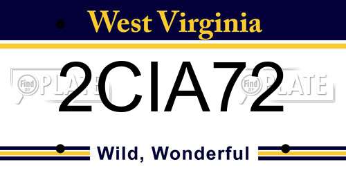 2CIA72 West Virginia License Plate