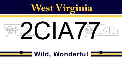 2CIA77 West Virginia License Plate
