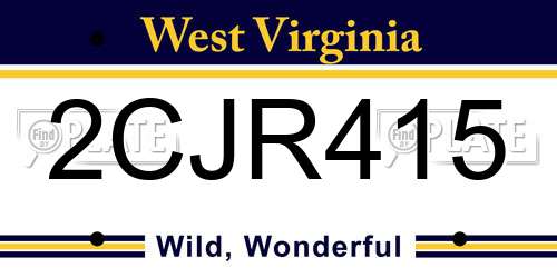 2CJR415 West Virginia License Plate