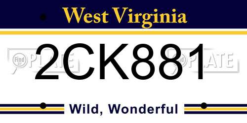 2CK881 West Virginia License Plate