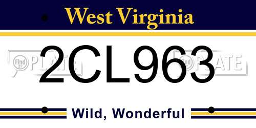 2CL963 West Virginia License Plate