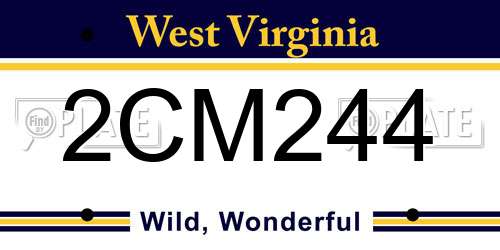 2CM244 West Virginia License Plate