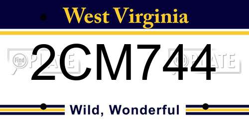 2CM744 West Virginia License Plate