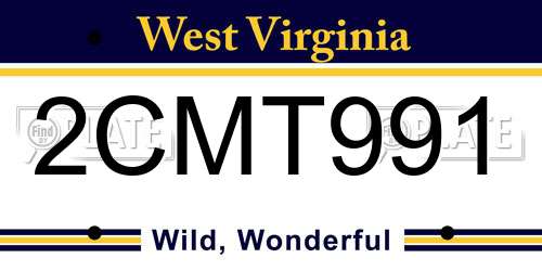 2CMT991 West Virginia License Plate