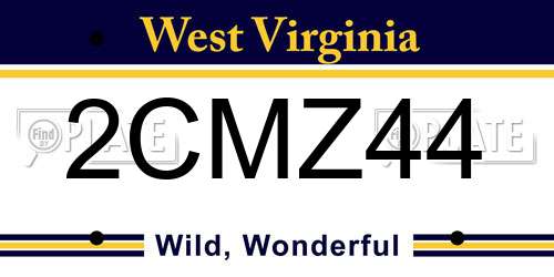 2CMZ44 West Virginia License Plate
