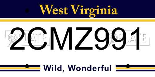 2CMZ991 West Virginia License Plate