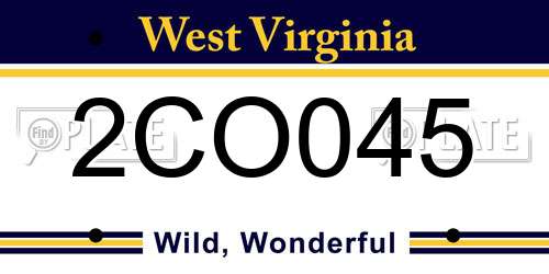2CO045 West Virginia License Plate