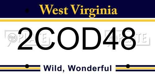2COD48 West Virginia License Plate