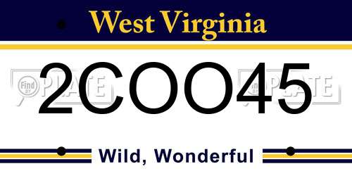 2COO45 West Virginia License Plate