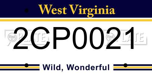 2CP0021 West Virginia License Plate