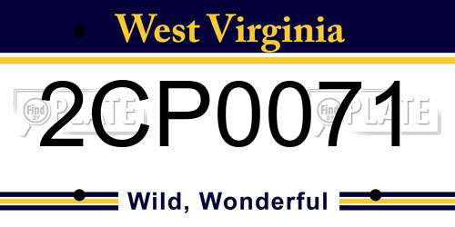 2CP0071 West Virginia License Plate