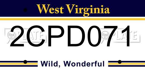 2CPD071 West Virginia License Plate
