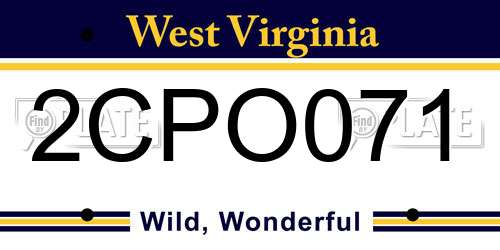 2CPO071 West Virginia License Plate