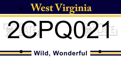 2CPQ021 West Virginia License Plate