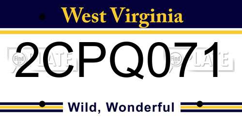 2CPQ071 West Virginia License Plate