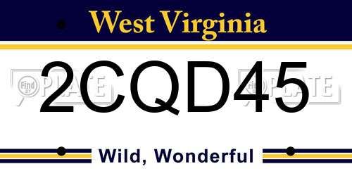 2CQD45 West Virginia License Plate