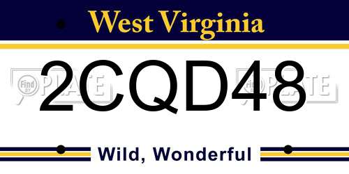 2CQD48 West Virginia License Plate