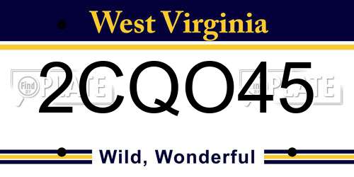 2CQO45 West Virginia License Plate