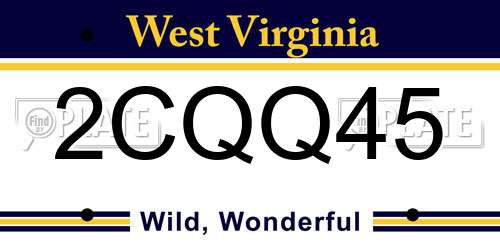2CQQ45 West Virginia License Plate
