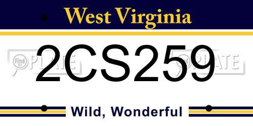 2CS259 West Virginia License Plate