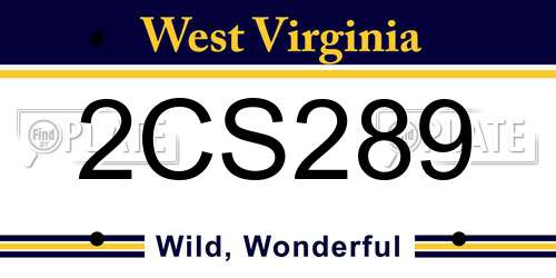 2CS289 West Virginia License Plate