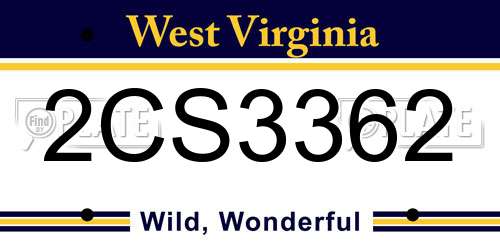 2CS3362 West Virginia License Plate