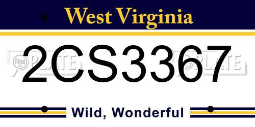 2CS3367 West Virginia License Plate