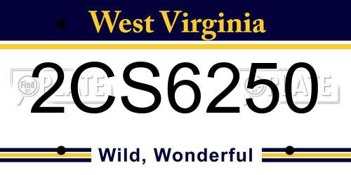 2CS6250 West Virginia License Plate