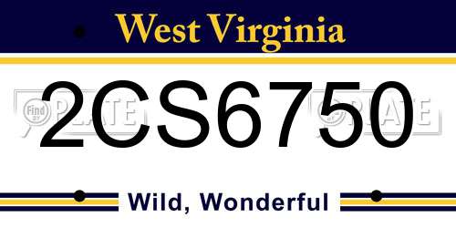 2CS6750 West Virginia License Plate