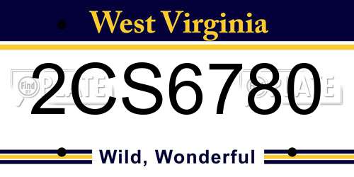 2CS6780 West Virginia License Plate