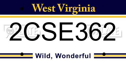 2CSE362 West Virginia License Plate