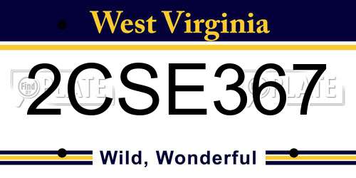 2CSE367 West Virginia License Plate