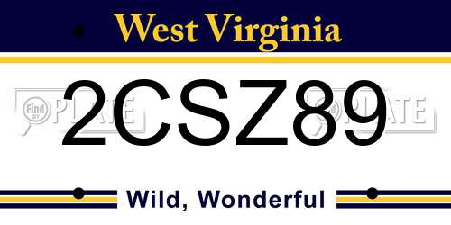 2CSZ89 West Virginia License Plate