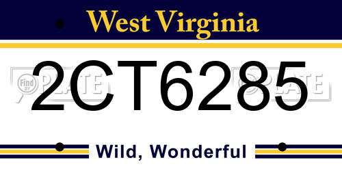 2CT6285 West Virginia License Plate