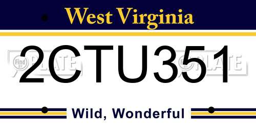 2CTU351 West Virginia License Plate